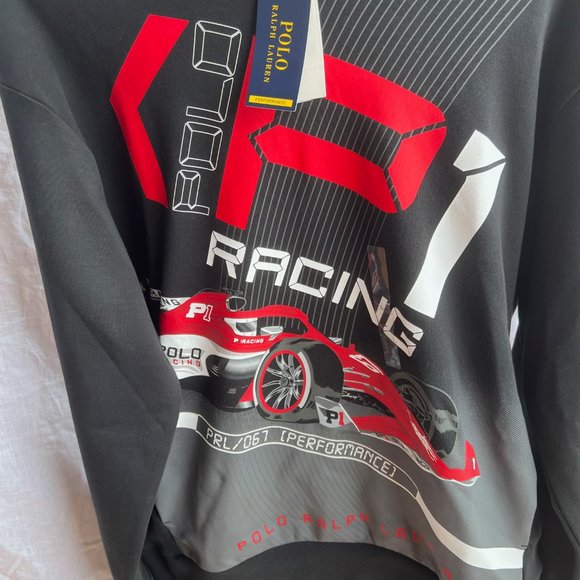 Polo Ralph Lauren Black Interlock Cotton 2021 Racing Car Pullover Hoodie - Picture 3 of 7